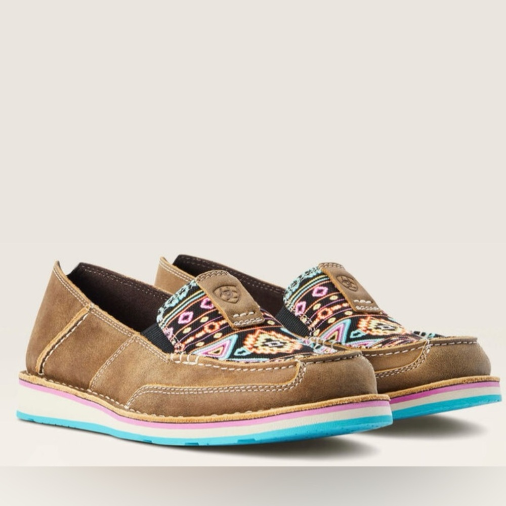 NWOT Ariat Cruiser Slip on Brown Bomber/Neon Lights Slip on Casual Shoes
